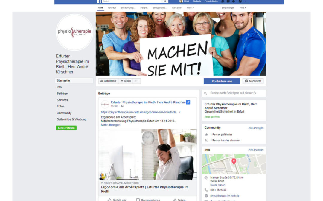Aktuelle Facebook Posts von der Erfurter Physiotherapie im Rieth