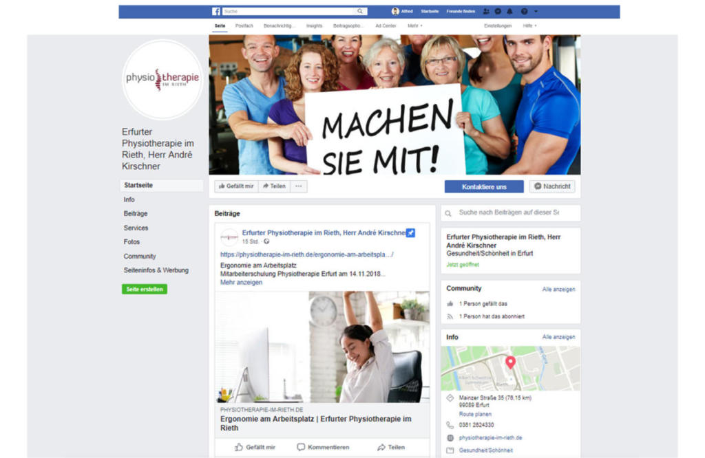 Aktuelle Facebook Posts von der Erfurter Physiotherapie im Rieth
